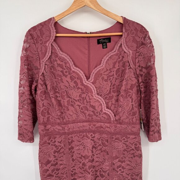 Talia Sodi Mauve Lace 3/4 Sleeve Midi Dress V-Neck size Medium New $89 - Picture 5 of 15